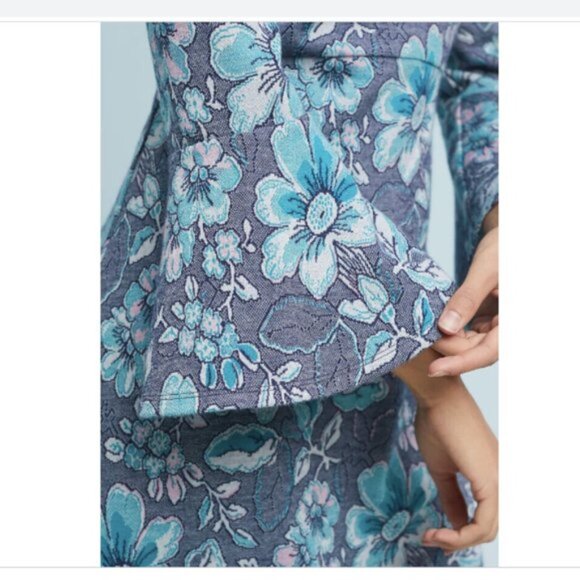 Anthropologie Maeve Blue Gray Florence Swing Dress Size Small - Picture 10 of 12